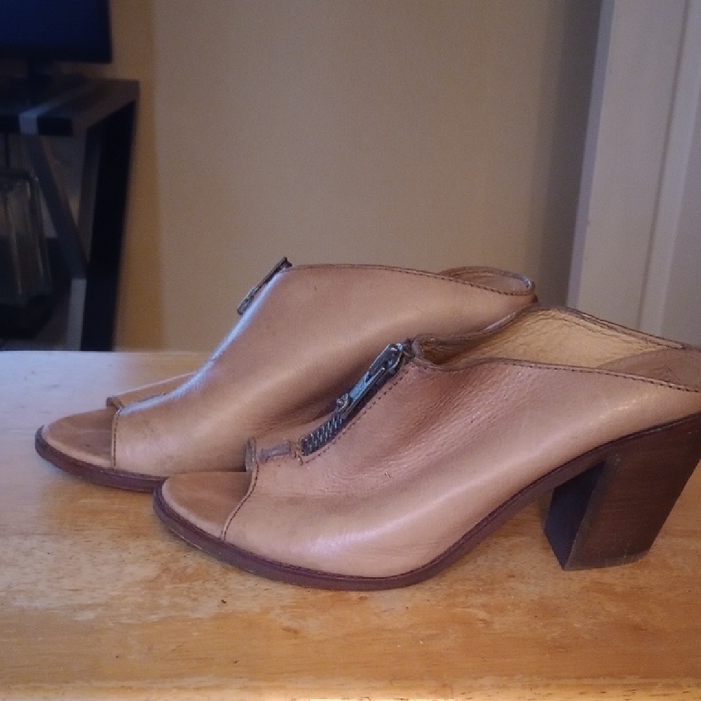 Frye Blush Leather Heeled Mules